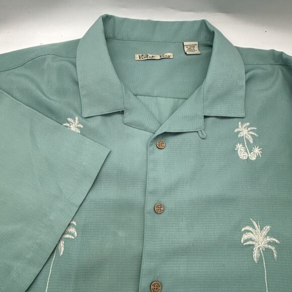 Batek Bay Button‎ Up Shirt Men’s Size XXL Hawaiian Theme Embroidered Blue - Picture 1 of 5